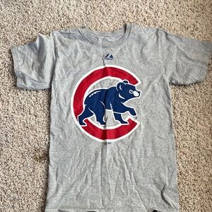 Majestic Kids Cubs Gray Tee with Blue Bear and Red Circle